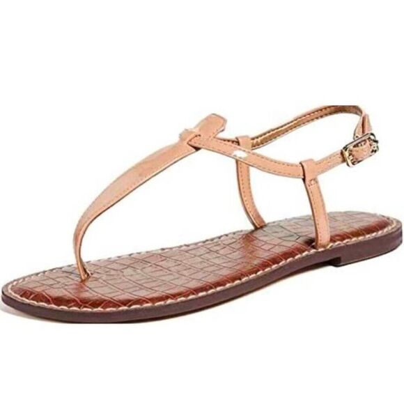 SAM EDELMAN Gigi Tan Patent Leather Sandals Size 8.5M - Picture 1 of 11